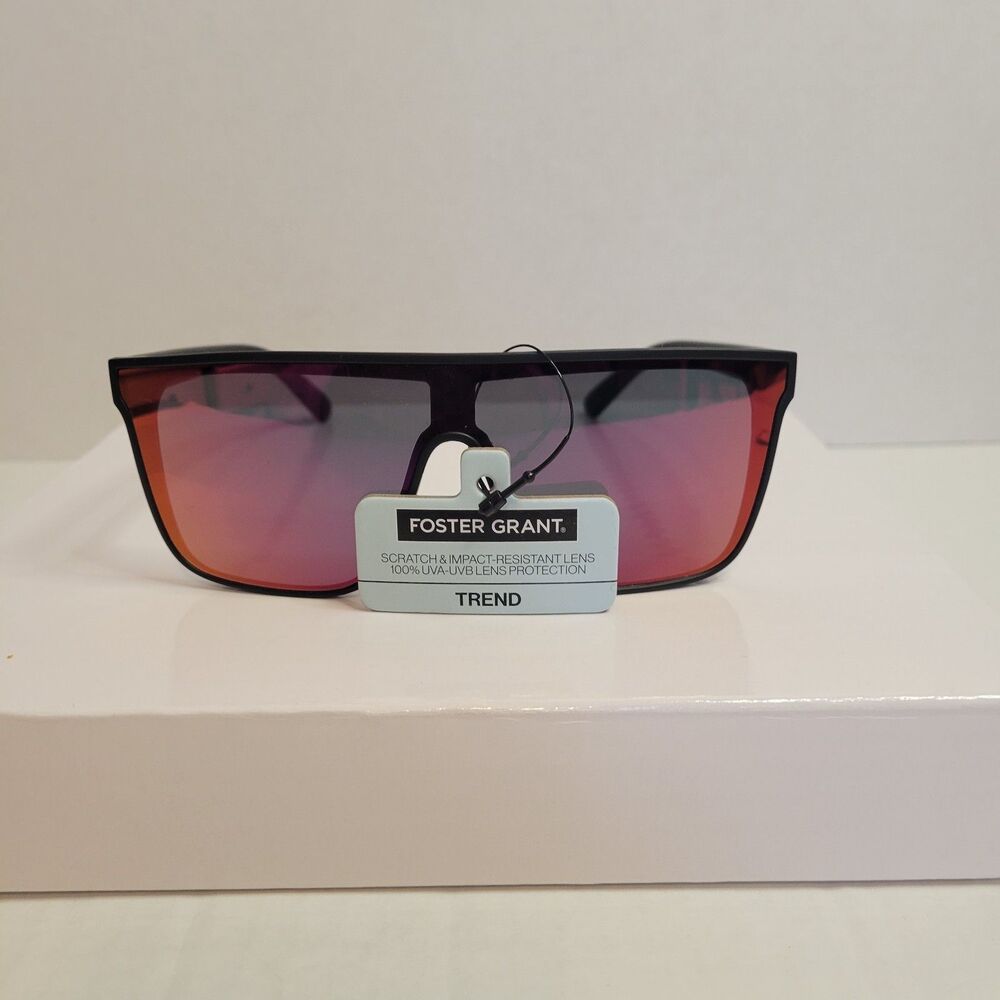 Foster Grant Oversized‎ Fashion Sunglasses Black Pink Mirror Lens NWT